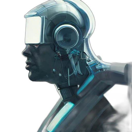 robot, face, mask, cyberpunk transparent PNG cut-out