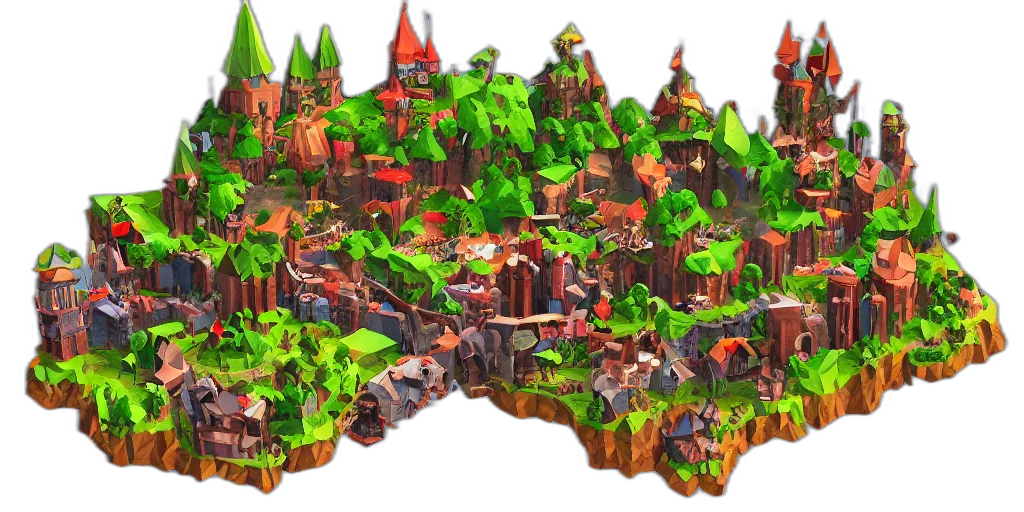 crown, 3d render, pixel art, concept art, fantasy art, forest, earth tones, green transparent PNG cut-out