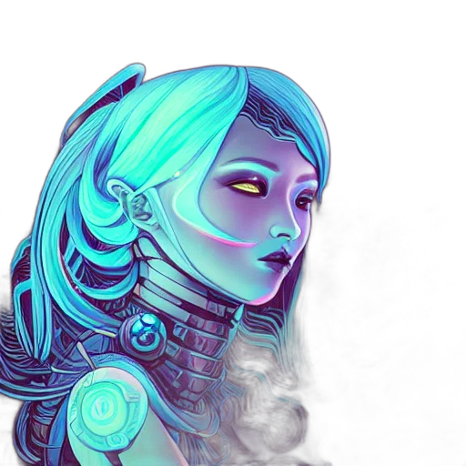 robot, face, mask, fantasy art, cyberpunk, concept art, pixel art, neon lights transparent PNG cut-out