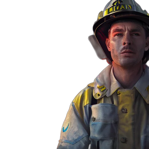 staff, face, concept art, photorealistic, comic book art, 3d render, fire, portrait transparent PNG cut-out
