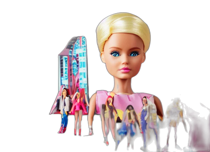 3d render, futuristic, dystopian, barbie, play, set, children, toy transparent PNG cut-out