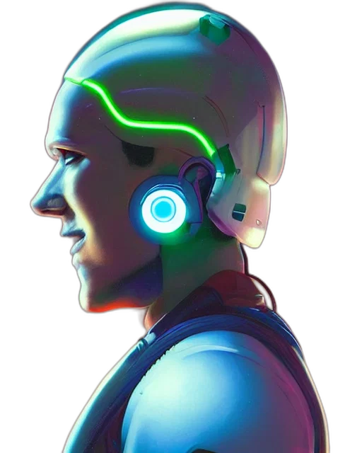 robot, face, mask, cyberpunk transparent PNG cut-out