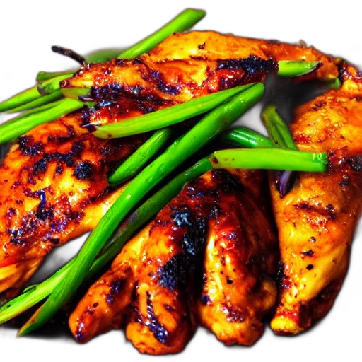 food, photorealistic, 3d render, fire, chicken transparent PNG cut-out
