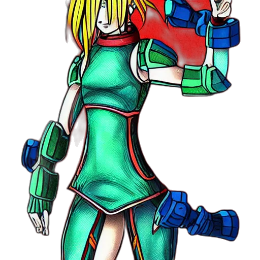 robot, weapon, concept art, pixel art, 3d render, cartoon, outer space, green transparent PNG cut-out