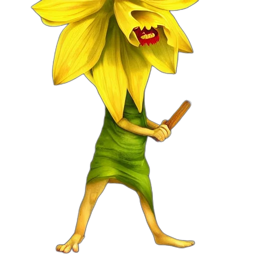 flower, staff, creature, animal, concept art, 3d render, fantasy art, cartoon transparent PNG cut-out