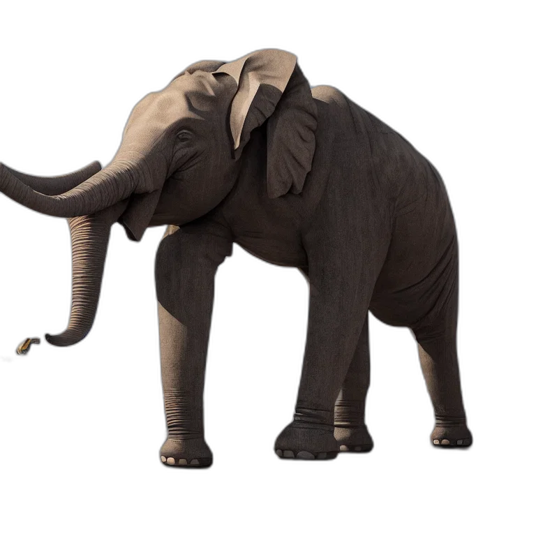 animal, creature, weapon, 3d render, concept art, photorealistic, robotic, elephant transparent PNG cut-out