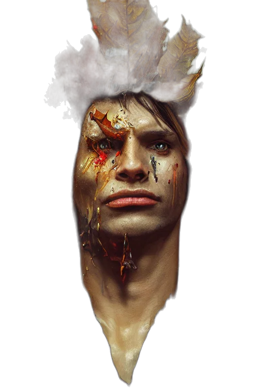 face, mask, crown, staff, concept art, fantasy art, photorealistic, comic book art transparent PNG cut-out