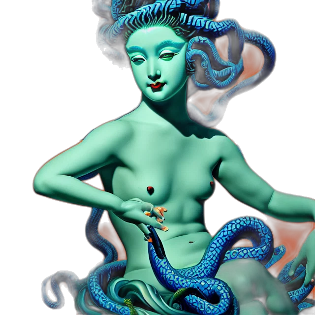 creature, staff, jewelry, fantasy art, concept art, 3d render, vaporwave, underwater transparent PNG cut-out