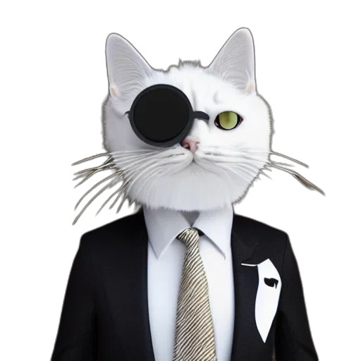 staff, animal, mask, 3d render, cartoon, cat, suit, irti transparent PNG cut-out