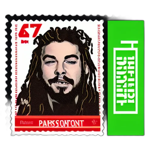 photorealistic, portrait, post, malone, postage, stamp transparent PNG cut-out