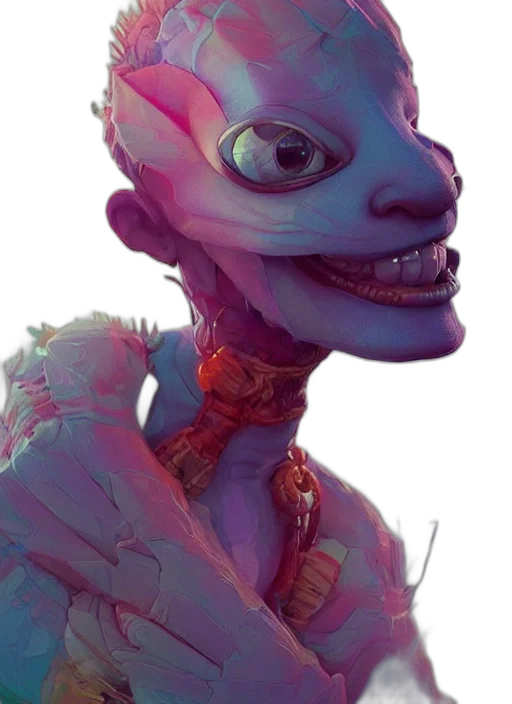 creature, mask, face, dragon, concept art, fantasy art, 3d render, watercolor transparent PNG cut-out