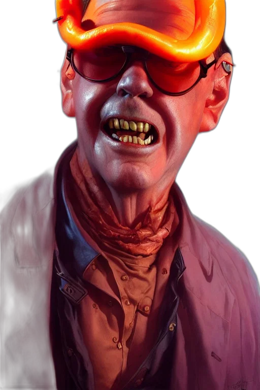 face, comic book art, concept art, cyberpunk, photorealistic, red, ghost, pepper transparent PNG cut-out
