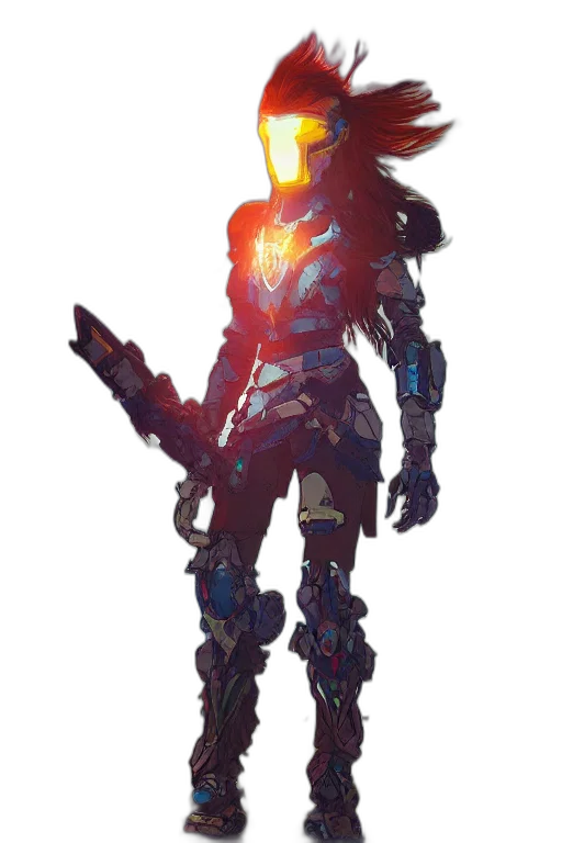 robot, weapon, staff, sword, concept art, cyberpunk, fantasy art, 3d render transparent PNG cut-out