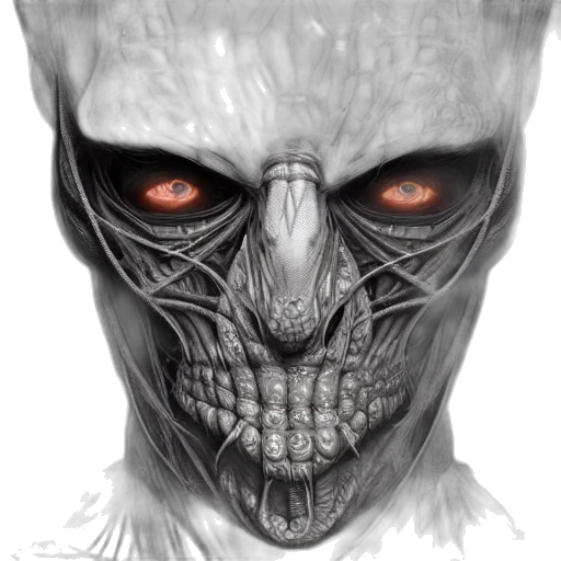 face, mask, robot, creature, comic book art, concept art, photorealistic, fantasy art transparent PNG cut-out