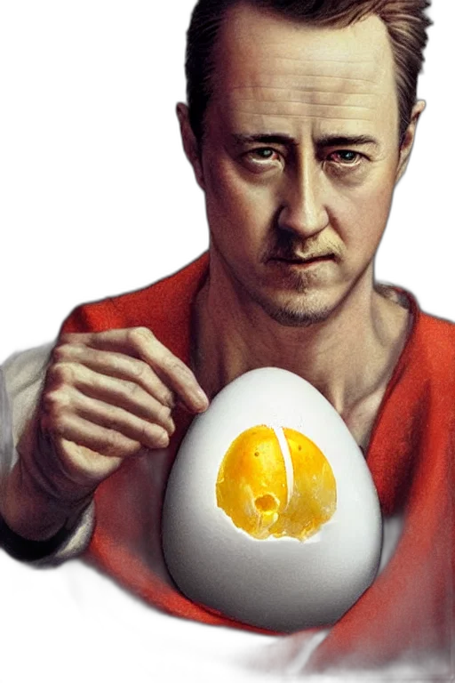 food, photorealistic, comic book art, boiled, egg, shell, peeling, off transparent PNG cut-out
