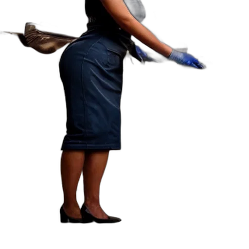staff, dress, umbrella, shoes, concept art, 3d render, photorealistic, blue transparent PNG cut-out