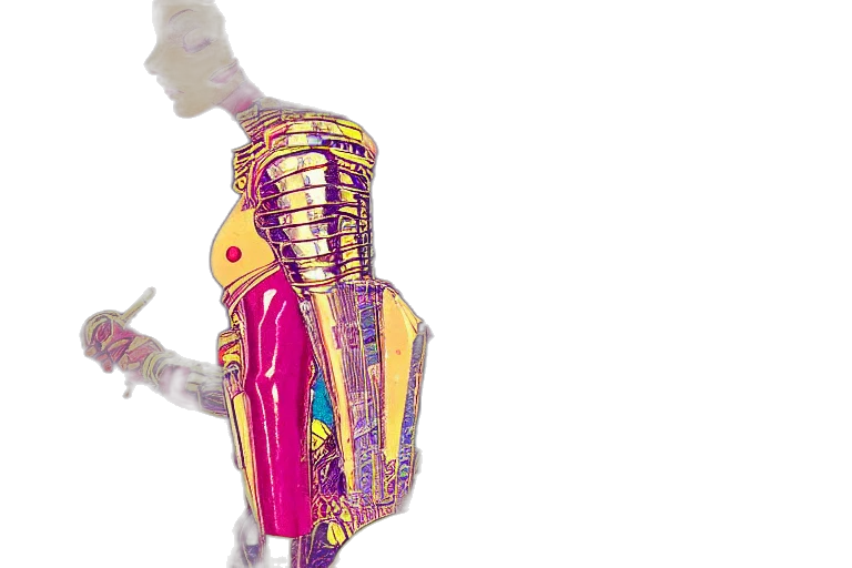 robot, bottle, jacket, dress, 3d render, cyberpunk, vaporwave, concept art transparent PNG cut-out