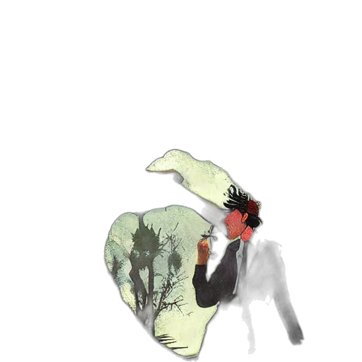 jacket, mask, staff, creature transparent PNG cut-out