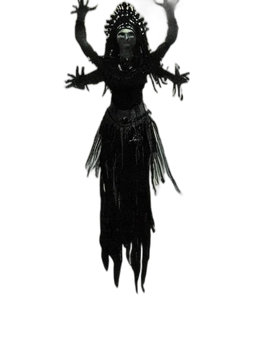creature, mask, staff, dress, concept art, fantasy art, comic book art, pixel art transparent PNG cut-out