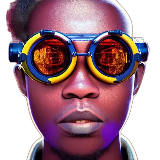 robot, face, mask, jewelry, cyberpunk, concept art, 3d render, comic book art transparent PNG cut-out