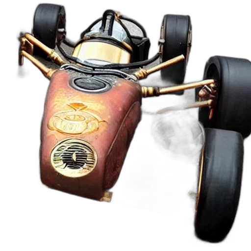 car, robot, concept art, 3d render, photorealistic, steampunk, formula, one transparent PNG cut-out