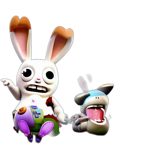 3d render, concept art, rabbids, attacking transparent PNG cut-out