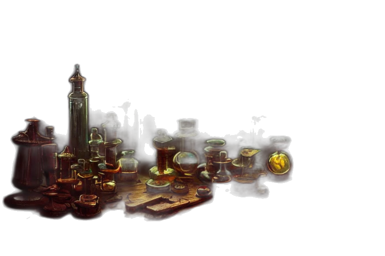 bottle, furniture, jewelry, concept art, pixel art, fantasy art, 3d render, fog transparent PNG cut-out