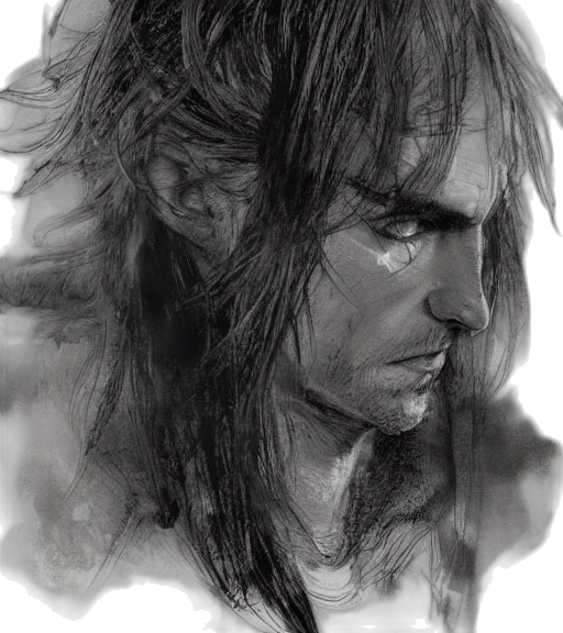 hair, face, photorealistic, pencil sketch transparent PNG cut-out