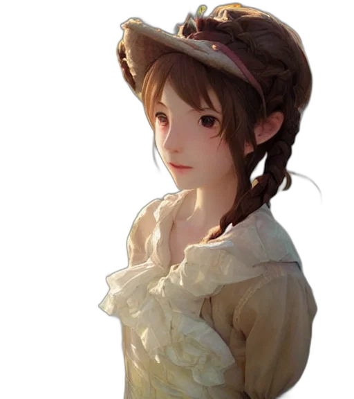 hat, face, dress, staff, photorealistic, concept art, fantasy art, 3d render transparent PNG cut-out