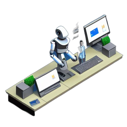 robot, 3d render, concept art, corporate transparent PNG cut-out