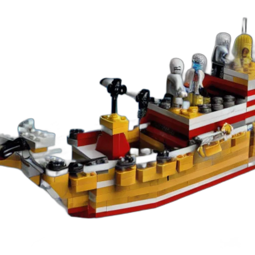 3d render, concept art, lego, scene, pirate, ship, space, photo transparent PNG cut-out