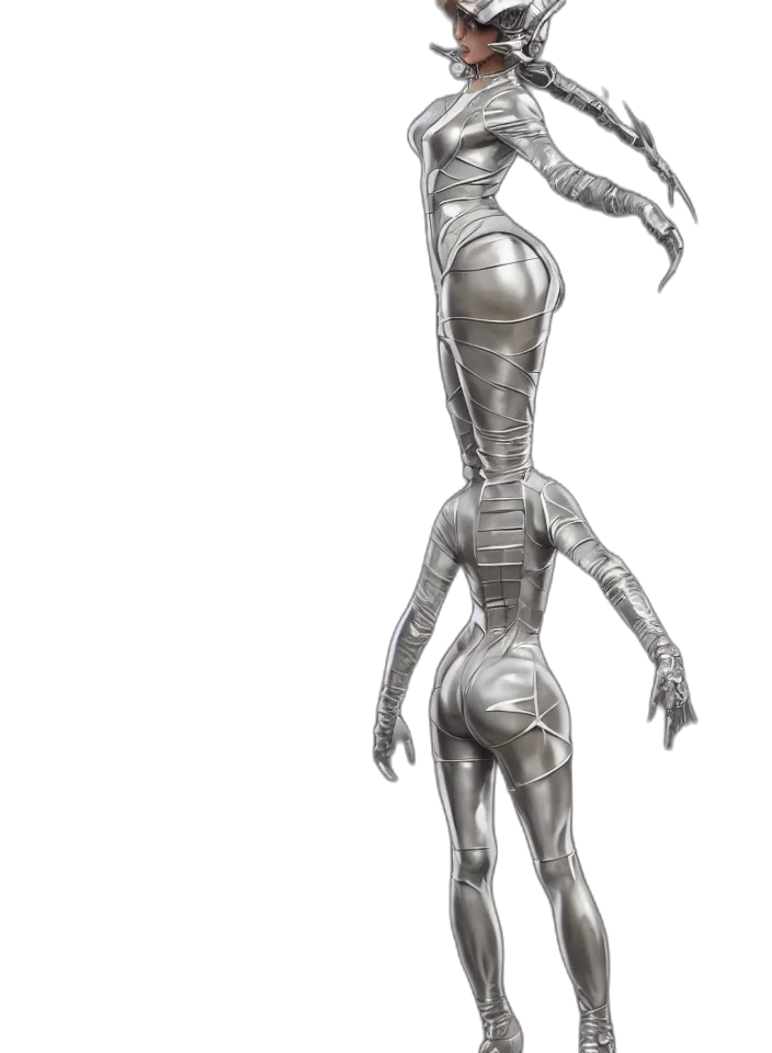 creature, robot, dress, staff transparent PNG cut-out
