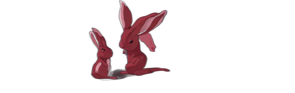 concept art, anime, cartoon, pixel art, red, very, aggressive, bunnies transparent PNG cut-out