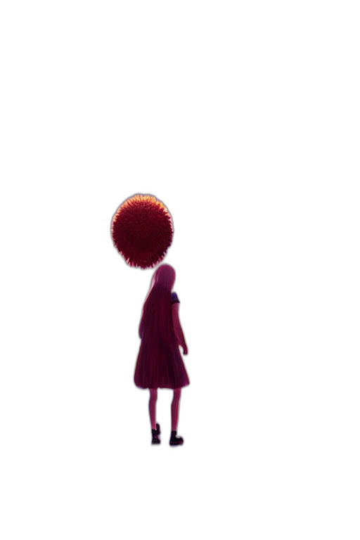 hair, umbrella, dress, staff, concept art, 3d render, pixel art, photorealistic transparent PNG cut-out