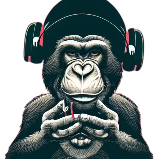 cartoon, concept art, stoned, ape transparent PNG cut-out