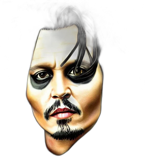 mask, face, photorealistic, cartoon, comic book art, fantasy art, portrait, johnny transparent PNG cut-out