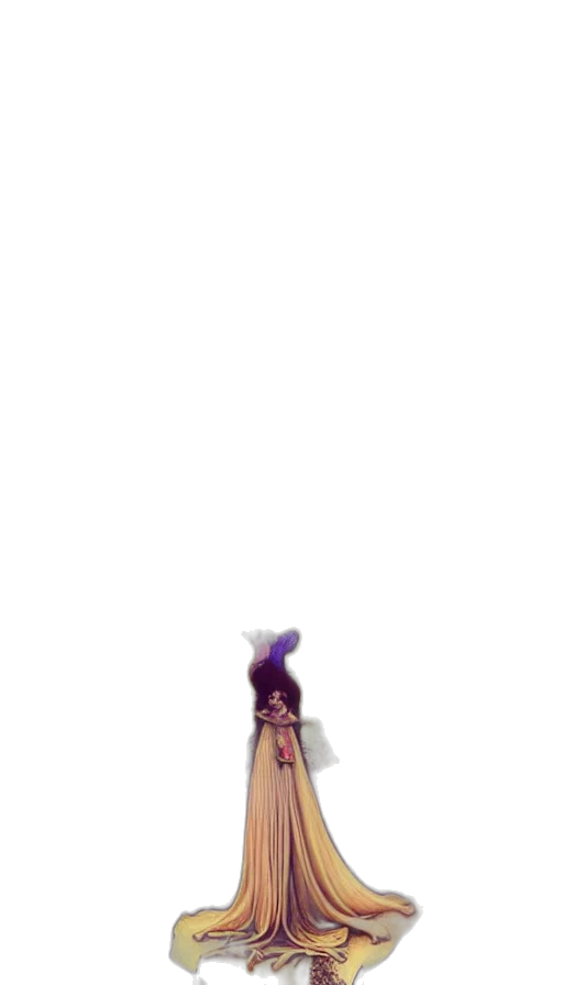 dress, staff, creature, hair transparent PNG cut-out