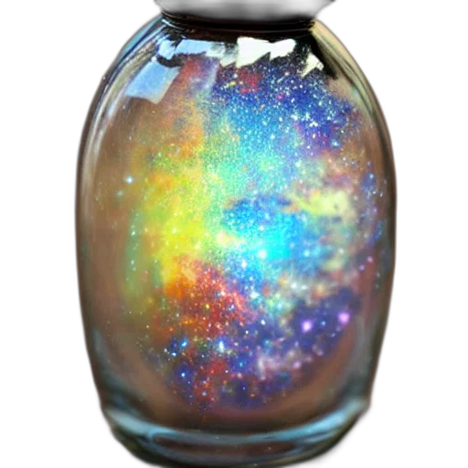 bottle, jewelry, dress, photorealistic, watercolor, fantasy art, 3d render, outer space transparent PNG cut-out