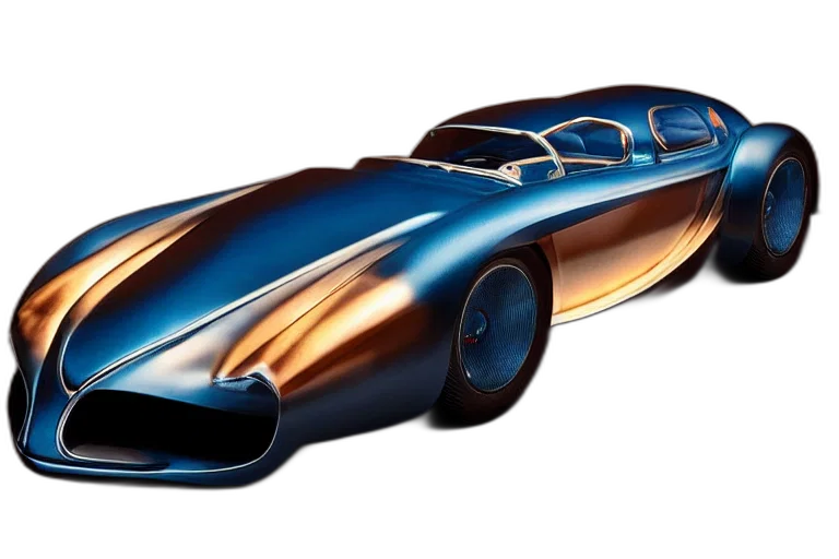car, concept art, 3d render, photorealistic, blade, runner, bugatti, type transparent PNG cut-out