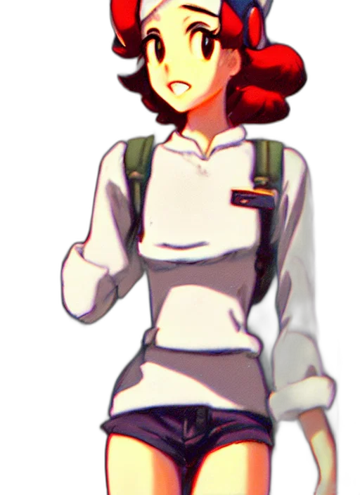 jacket, staff, hat, face, pixel art, anime, cartoon, concept art transparent PNG cut-out