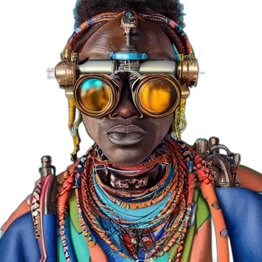 jewelry, mask, face, staff, cyberpunk, photorealistic, concept art, 3d render transparent PNG cut-out