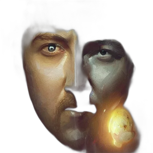 mask, face, photorealistic, concept art, watercolor, fantasy art, fire, egg transparent PNG cut-out