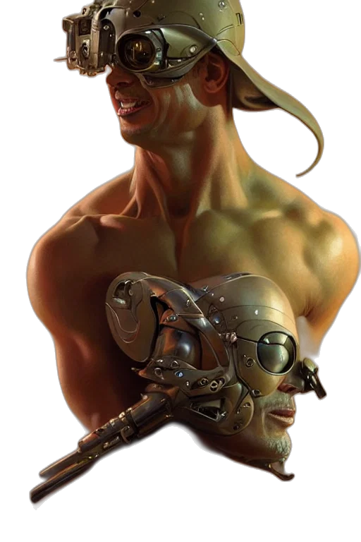 mask, robot, face, creature, concept art, cyberpunk, fantasy art, photorealistic transparent PNG cut-out