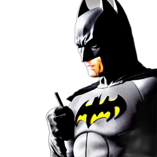 comic book art, concept art, 3d render, photorealistic, batman, smoking, cigarette, photograph transparent PNG cut-out