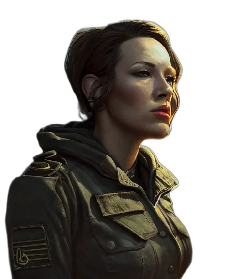 jacket, face, staff, concept art, cyberpunk, photorealistic, comic book art, dark transparent PNG cut-out