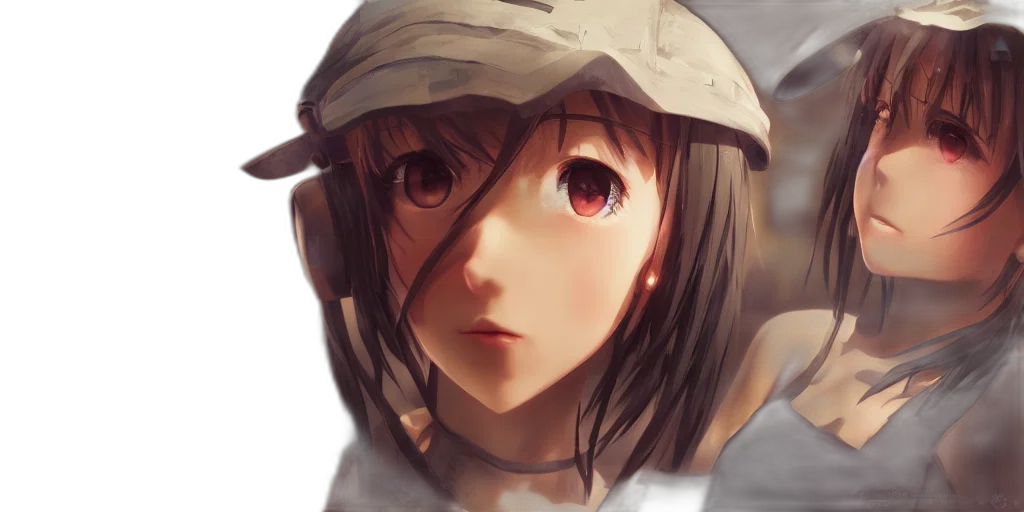 hat, face, mask, robot, anime, photorealistic, oil painting, fantasy art transparent PNG cut-out