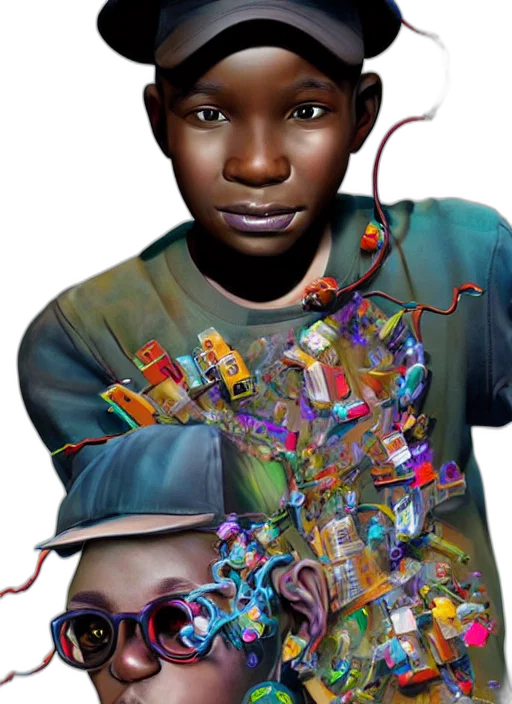 jewelry, face, robot, staff, cyberpunk, 3d render, photorealistic, concept art transparent PNG cut-out