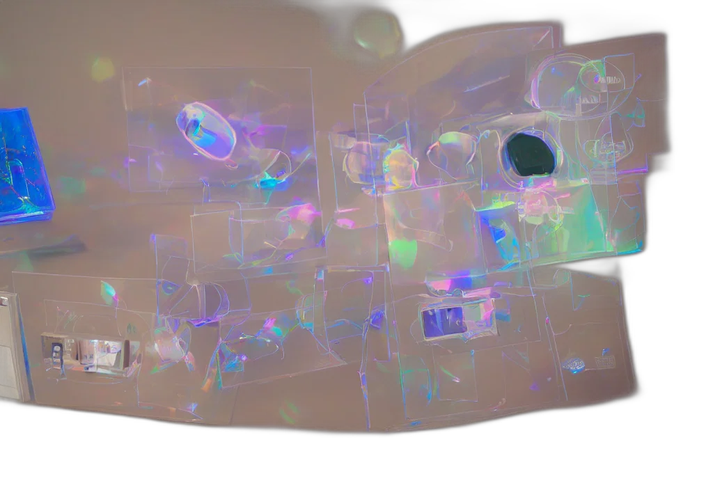 crown, jewelry, bottle, shoes, 3d render, vaporwave, outer space, neon lights transparent PNG cut-out
