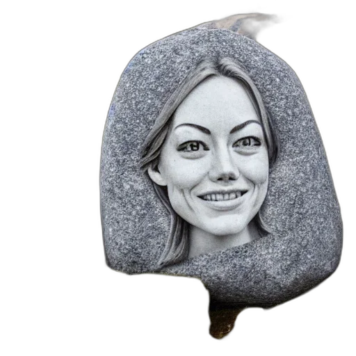mask, jacket, hat, face, photorealistic, big, rock, solid transparent PNG cut-out