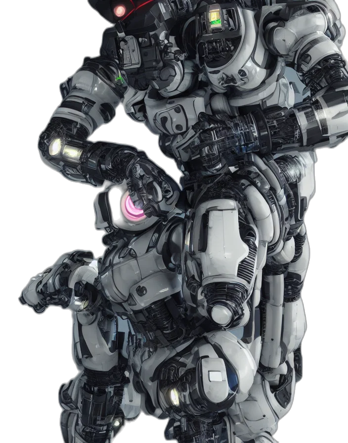 robot, weapon, animal, creature, 3d render, cyberpunk, concept art, pixel art transparent PNG cut-out